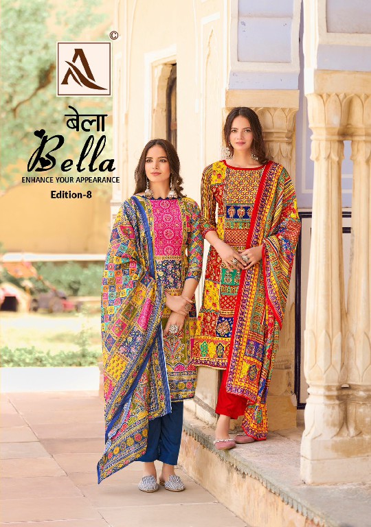 Alok Bella Vol-8 Wholesale Pure Muslin Designer With Aari Mirror Hand Work Dress Material
