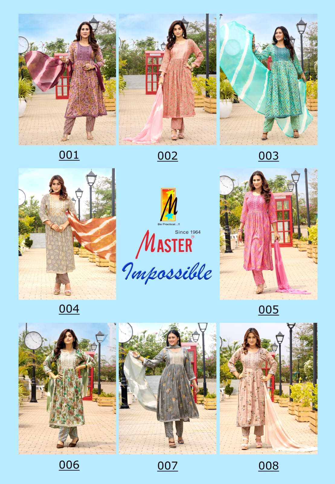 IMPOSSIBLE BY MASTER STYLISH NAYRA CUT RAYON FOIL PRETTY LOOK READYMADE 3PCS DRESS