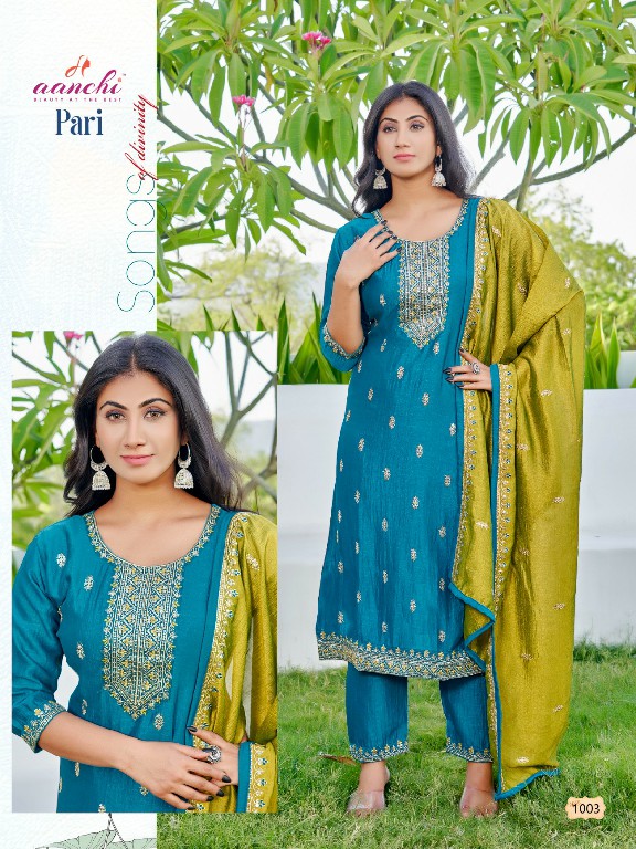 AANCHI LAUNCH PARI BEAUTIFUL LOOK VICHITRA READYMADE EMBROIDERY WORK 3PC DRESS