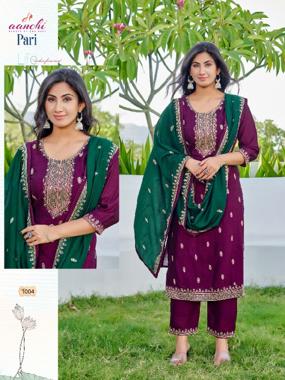 AANCHI LAUNCH PARI BEAUTIFUL LOOK VICHITRA READYMADE EMBROIDERY WORK 3PC DRESS