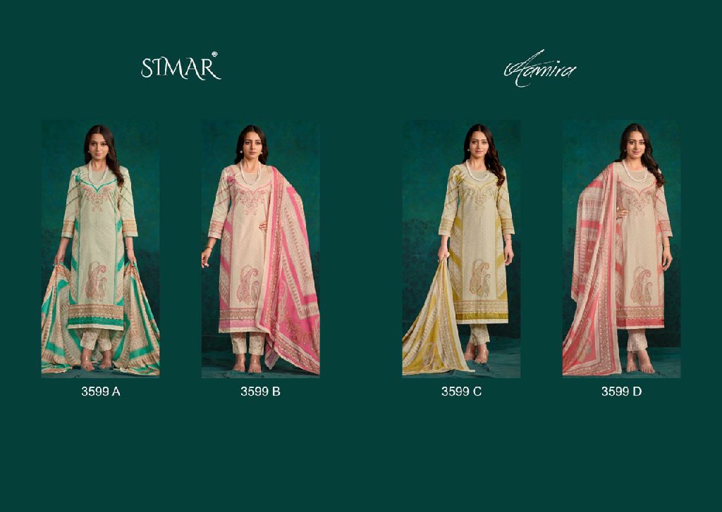 Glossy Simar Aamira Wholesale Pure Lawn Cotton With Embroidery Work Suits