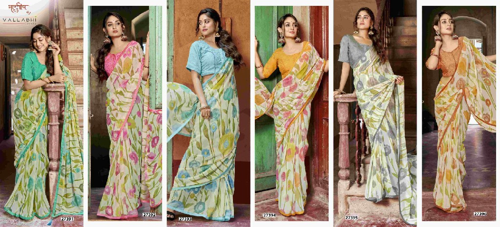 Vallabhi Konark Wholesale Georgette Fabrics Ethnic Sarees