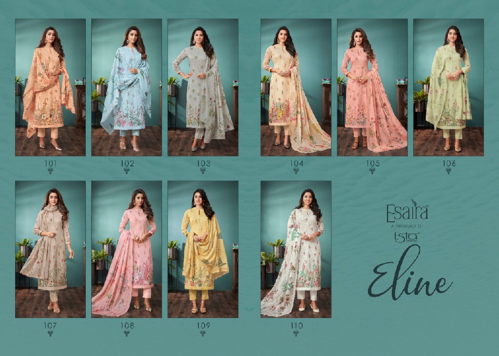 Esaira By Esta Eline Wholesale Cambric Cotton With Mirror Work Dress Material