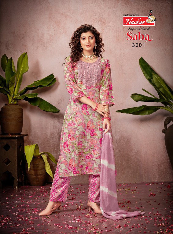 Navkar Saba Vol-3 Wholesale Embroidery Work Kurti With Pant And Dupatta