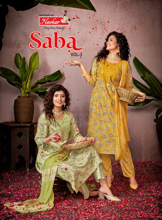 Navkar Saba Vol-3 Wholesale Embroidery Work Kurti With Pant And Dupatta