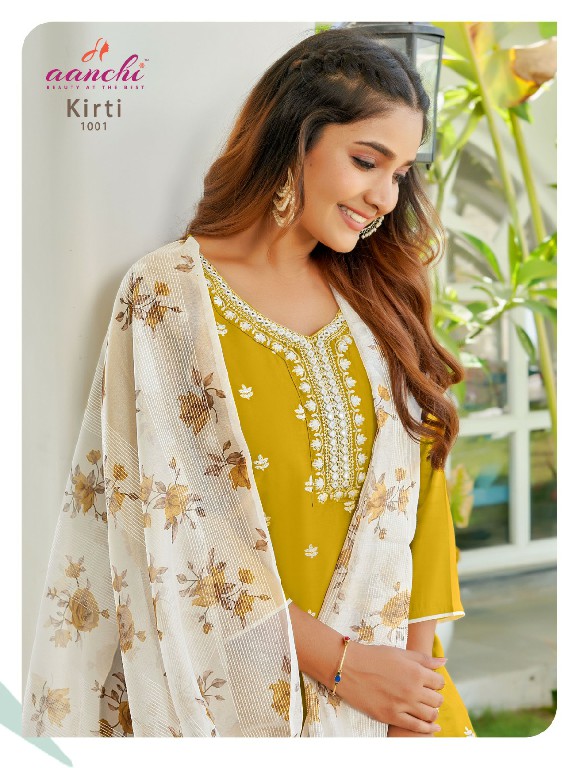 Aanchi Kirti Wholesale Roman Silk Top With Bottom And Dupatta