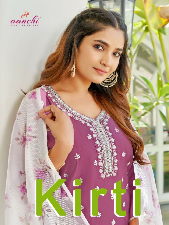 Aanchi Kirti Wholesale Roman Silk Top With Bottom And Dupatta