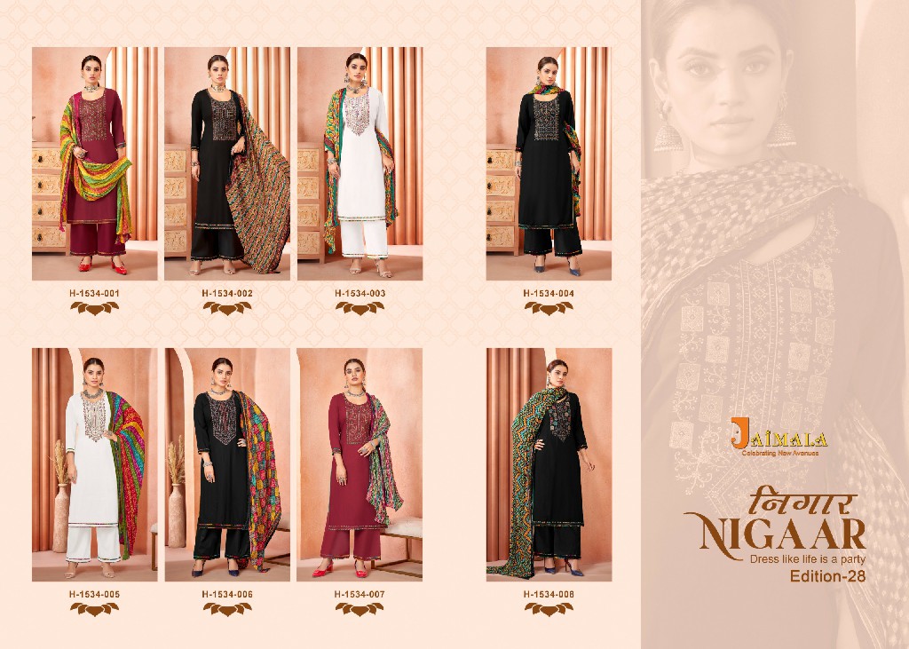 JAIMALA BY ALOK SUIT NIGAAR 28 FANCY RAYON HIT DESIGN EMBROIDERY DIAMOND WORK SALWAR SUIT