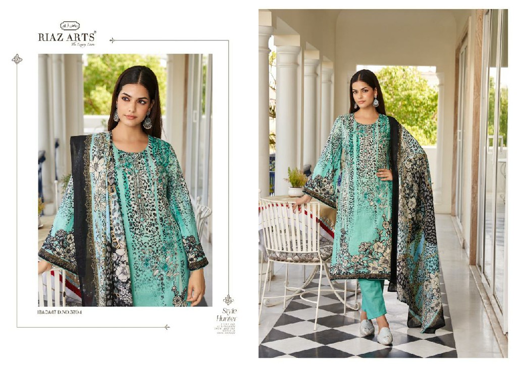 RIAZ ARTS LAUNCH IBADAAT FANCY LAWN PAKISTANI NECK EMBROIDERY WORK SALWAR KAMEEZ