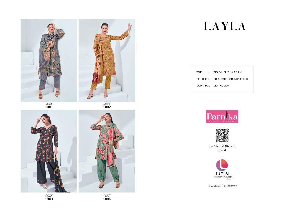 Parnika Layla Wholesale Digital Fine Liva Silk Dresses