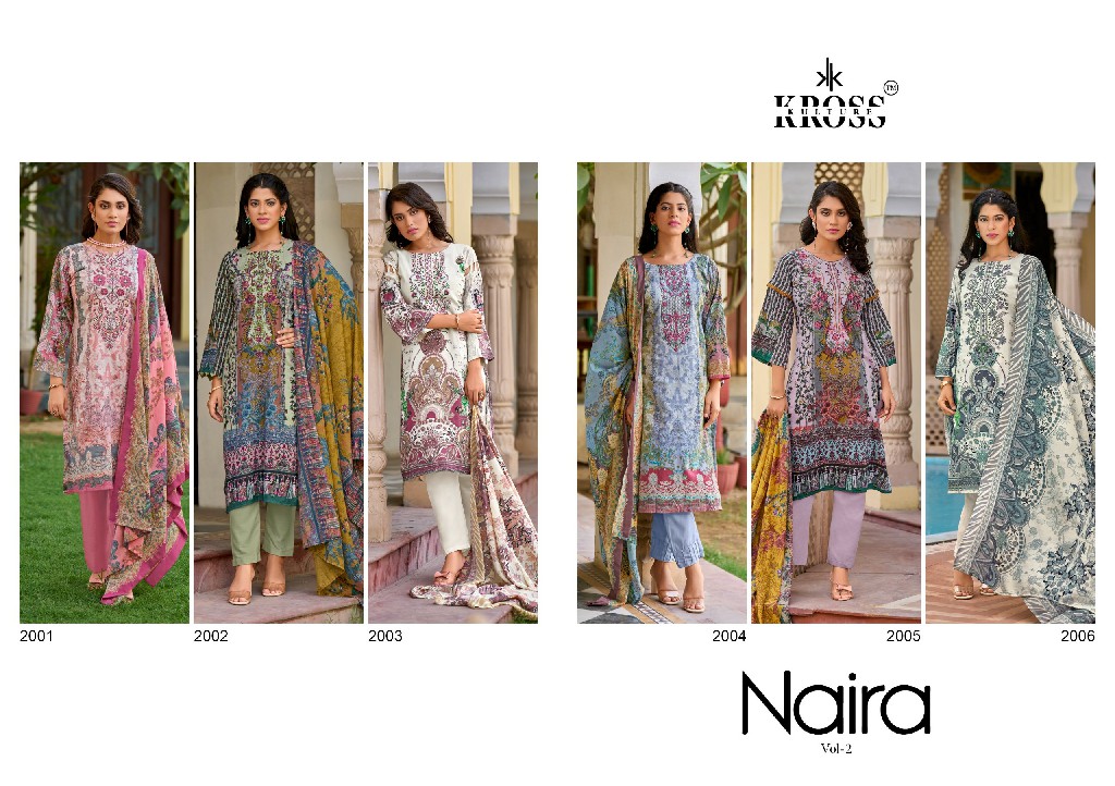 Kross Kulture Naira Vol-2 Wholesale Karachi Print With Embroidery Work Dress Material