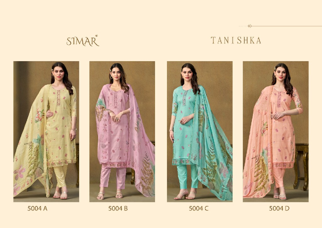 Glossy Simar Tanishka Wholesale Pure Lawn Cotton With Embroidery Work Suits