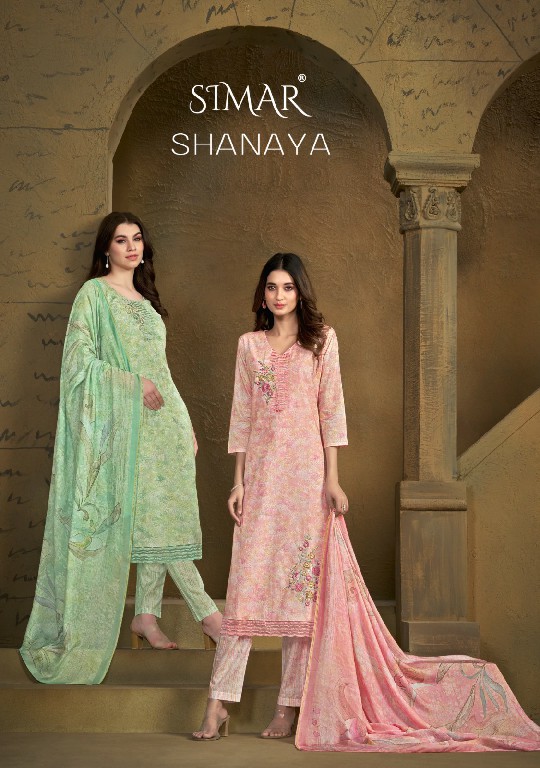 Glossy Simar Shanaya Wholesale Pure Lawn Cotton With Embroidery Work Suits