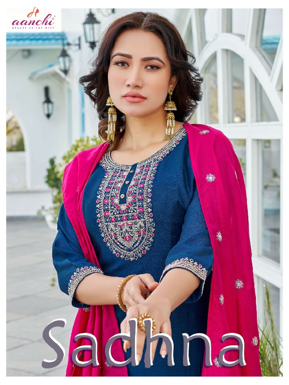 Aanchi Sadhna Wholesale Vichitra Top With Bottom And Dupatta