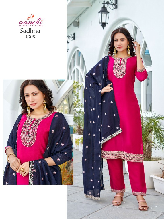 Aanchi Sadhna Wholesale Vichitra Top With Bottom And Dupatta