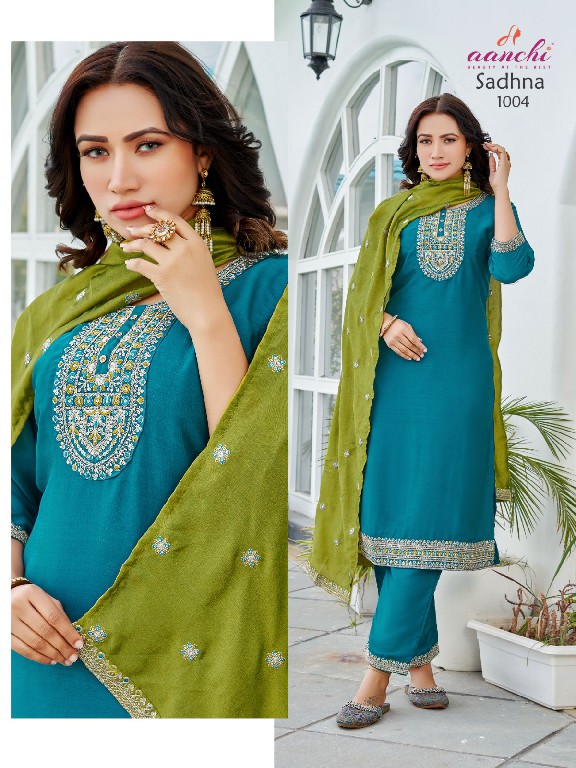 Aanchi Sadhna Wholesale Vichitra Top With Bottom And Dupatta