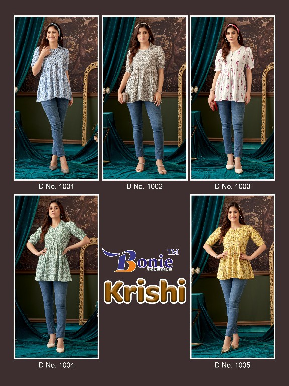 Bonie Krishi Vol-1 Wholesale Cotton Neck Pattern Short Tops