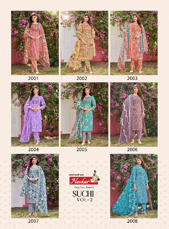 Navkar Suchi Vol-2 Wholesale Cambric Cotton Sikvans Work Salwar Kameez