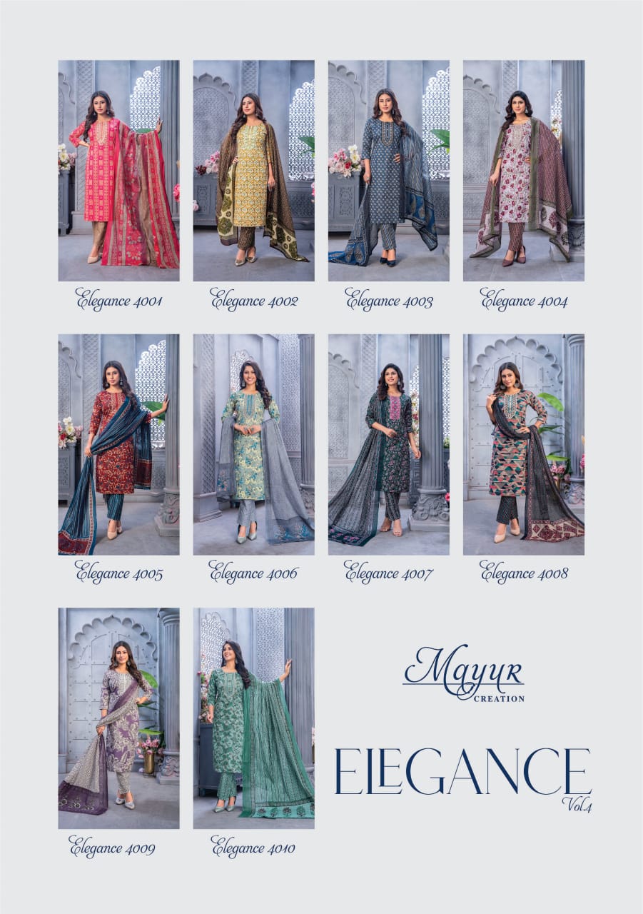 Mayur Elegance Vol-4 Wholesale Pure Cotton Printed Dress Material