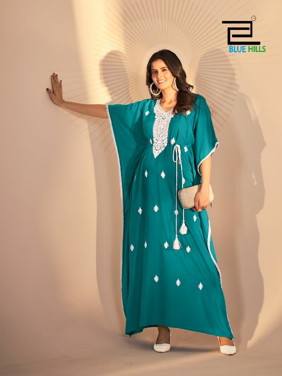 BLUE HILLS PRESENTS HONEY WHITE EMBROIDERY WORK NEW DESIGN READYMADE KAFTAN CATALOG