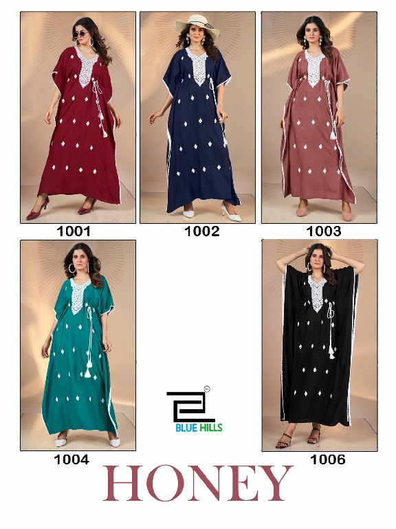 BLUE HILLS PRESENTS HONEY WHITE EMBROIDERY WORK NEW DESIGN READYMADE KAFTAN CATALOG