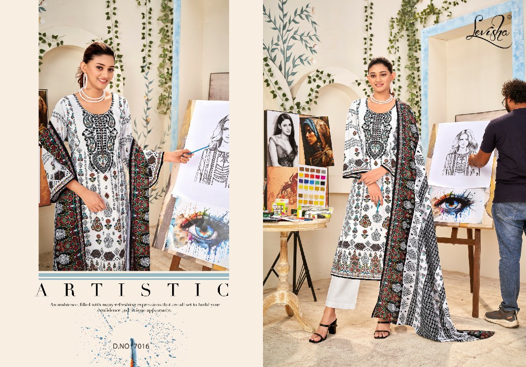Levisha Naira Nx-7 Wholesale Cemric Cotton Pakistani Style Dress Material