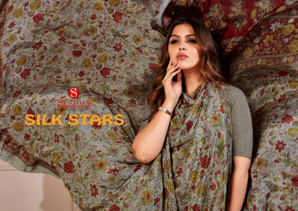 Sushma Silk Stars Wholesale Silky Print Crape Sarees Catalog