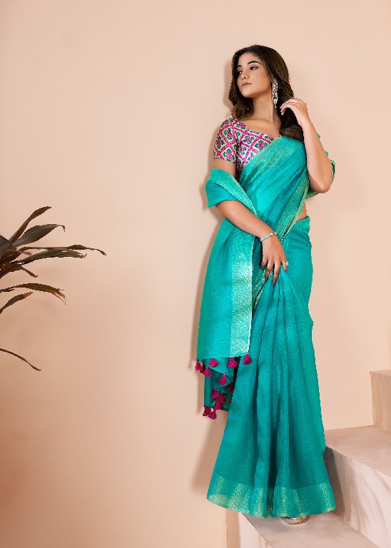 SR Sarees Grassy Wholesale Shaded Print With Linen Ethnic Sarees