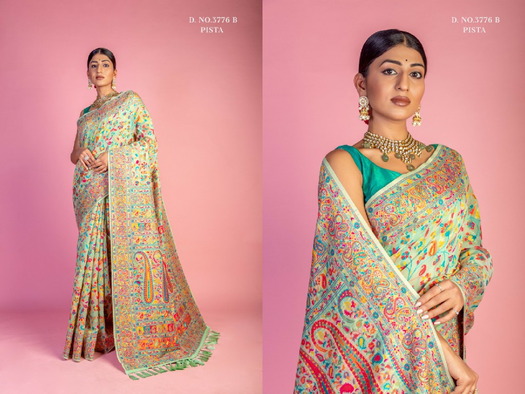 Manjula Aardhya Vol-8 Wholesale Kashmiri Pashmina With Handloom Sarees