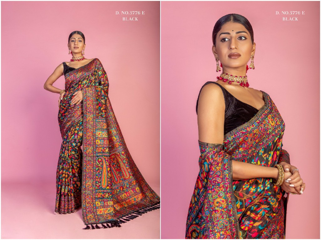 Manjula Aardhya Vol-8 Wholesale Kashmiri Pashmina With Handloom Sarees