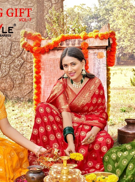 Lifestyle Wedding Gift Vol-7 Wholesale Nylon Sattin Festive Sarees