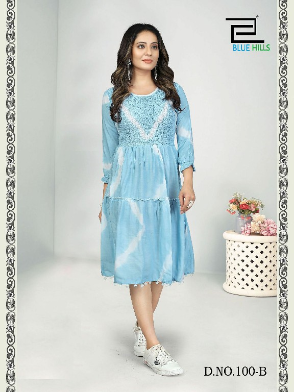 Blue Hills Icy Wholesale Smoke Pattern Both Side Kurtis