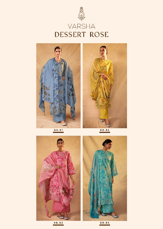 Varsha Dessert Rose Wholesale Lawn Printed With Embroidery Suits