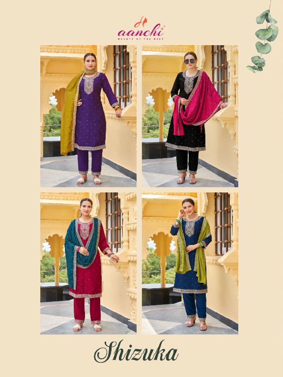 Aanchi Shizuka Wholesale Vichitra Top With Pant And Dupatta