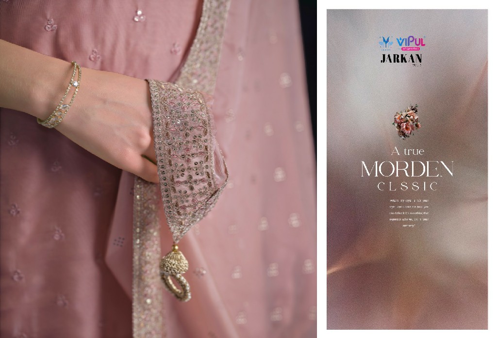 Vipul Jarkan Vol-5 Wholesale Shimmer Organza With Hand Swarovski Work Straight Suits