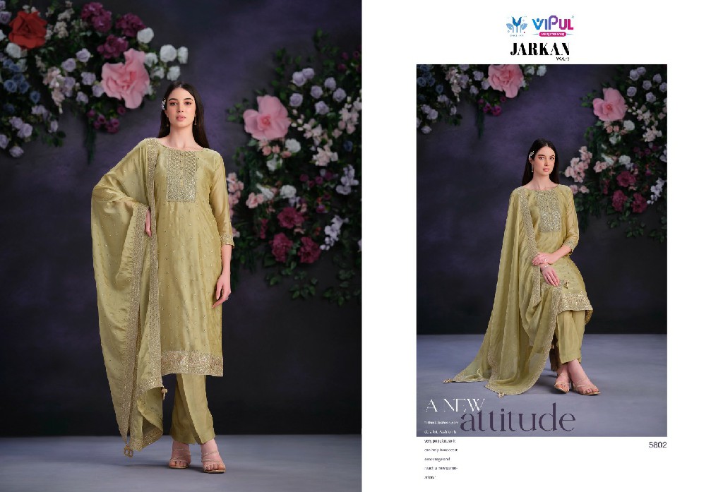 Vipul Jarkan Vol-5 Wholesale Shimmer Organza With Hand Swarovski Work Straight Suits