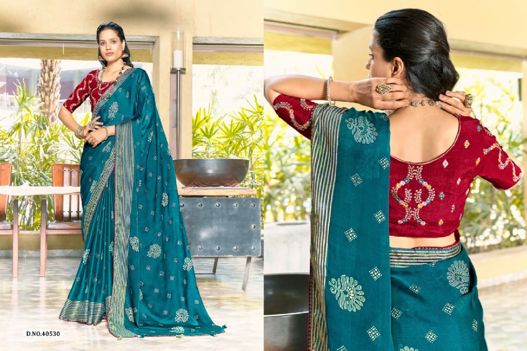 5D Designer Nayka Wholesale Bright Moss Chiffon Designer Sarees