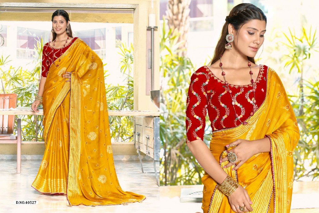 5D Designer Nayka Wholesale Bright Moss Chiffon Designer Sarees