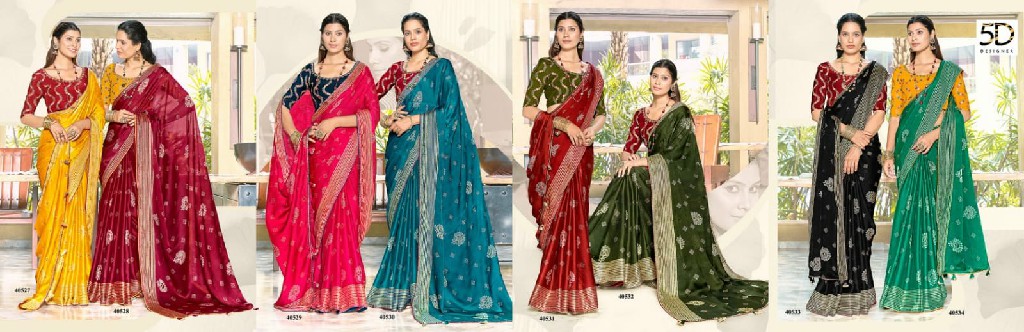 5D Designer Nayka Wholesale Bright Moss Chiffon Designer Sarees