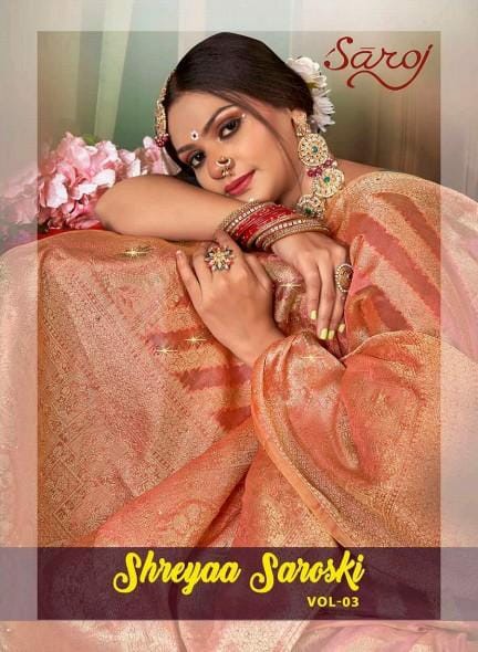 Saroj Shreyaa Saroski Vol-3 Wholesale Soft Organza Fabrics Sarees