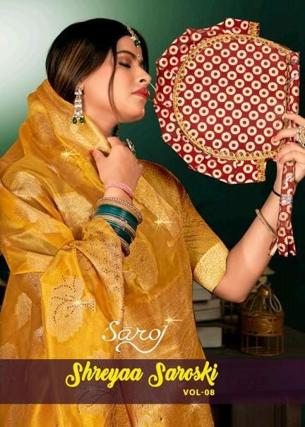 Saroj Shreyaa Saroski Vol-8 Wholesale Soft Organza Fabrics Sarees