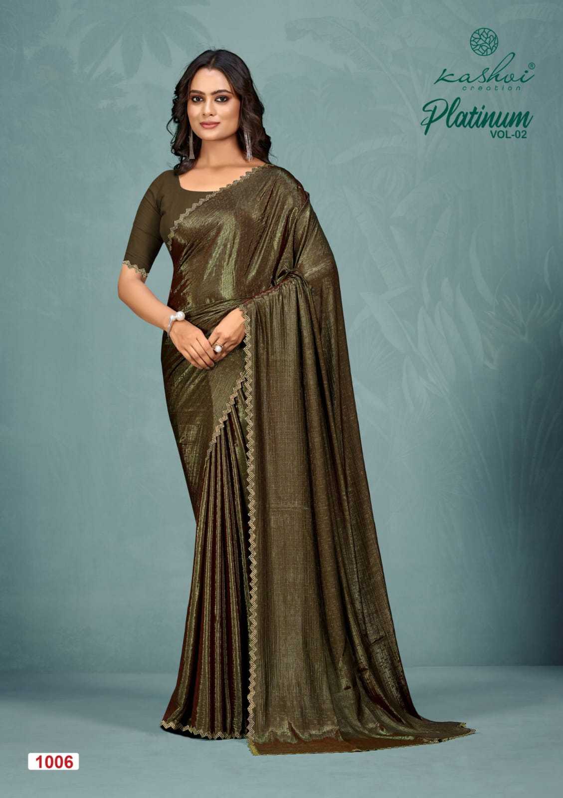 PLATINUM VOL 2 BY KASHVI CREATION SOFT SILK WITH SWAROVSKI WORK SAREE WITH BLOUSE