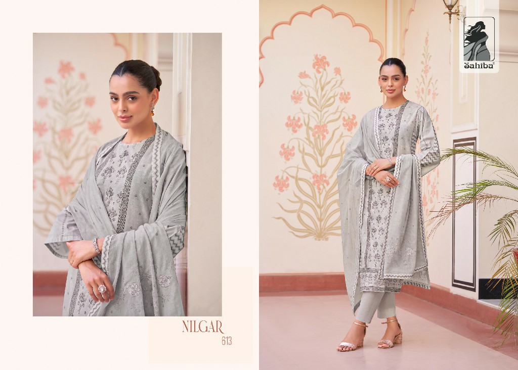 Sahiba Nilgar Wholesale Pure Cotton Lawn With Hand Work Salwar Suits