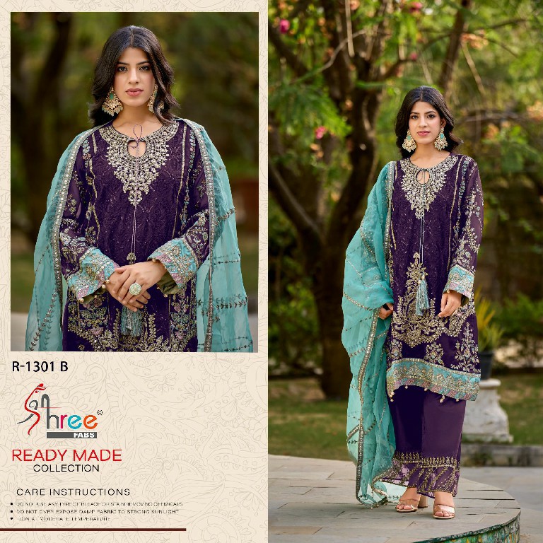 Shree Fabs R-1301 Wholesale Top Organza Embroidery Pakistani Suits