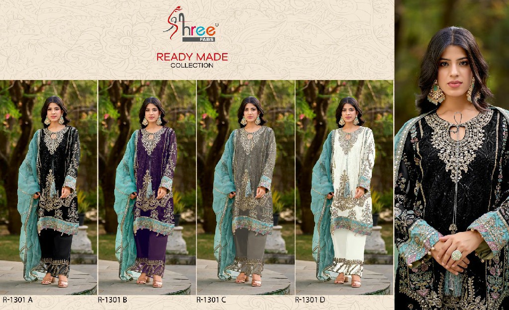 Shree Fabs R-1301 Wholesale Top Organza Embroidery Pakistani Suits