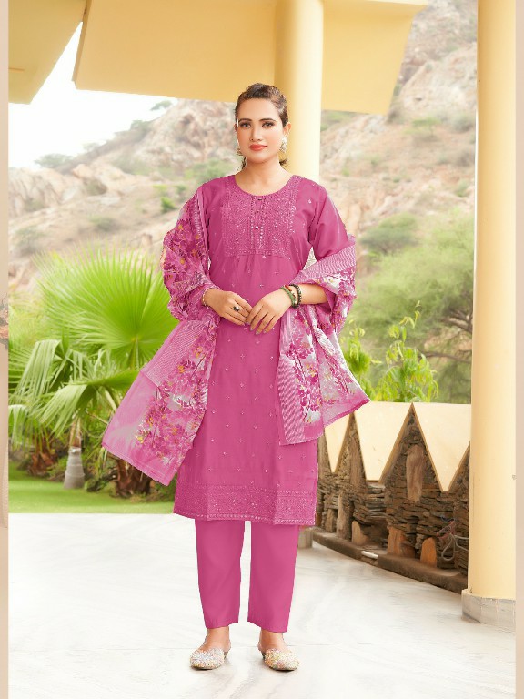 Aanchi Anshima Wholesale Roman Silk Top With Pant And Dupatta