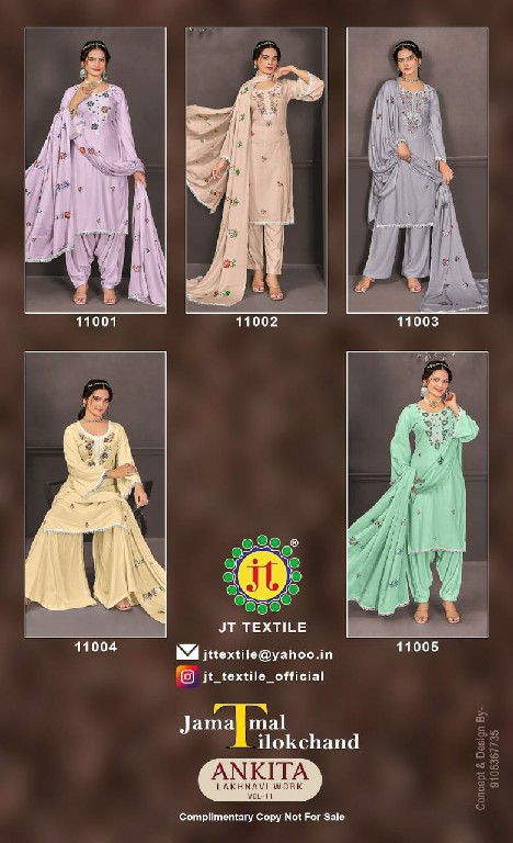 JT Ankita Vol-11 Wholesale Rayon Fabrics With Work Dress Material