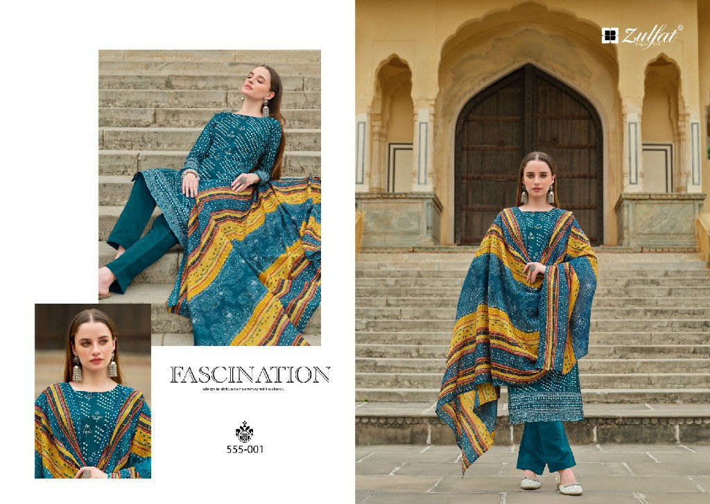 Zulfat Tania Vol-2 Wholesale Pure Cotton With Work Dress Material