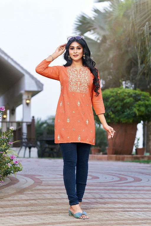 Tips And Tops Colors Vol-4 Wholesale Reyon Slub Short Kurtis