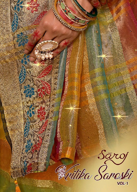 Saroj Kritika Saroski Vol-1 Wholesale Soft Organza With Saroski Work Sarees